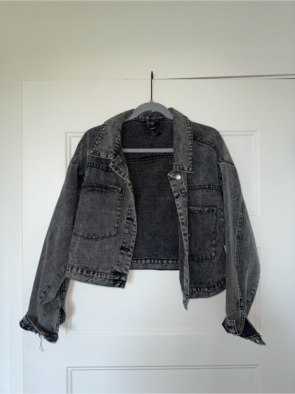 Windsor Washed Black Cropped Denim Jacket